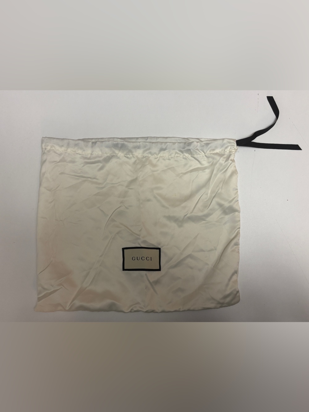 Gucci Cream Satin Drawstring Dust Bag with Black Trim